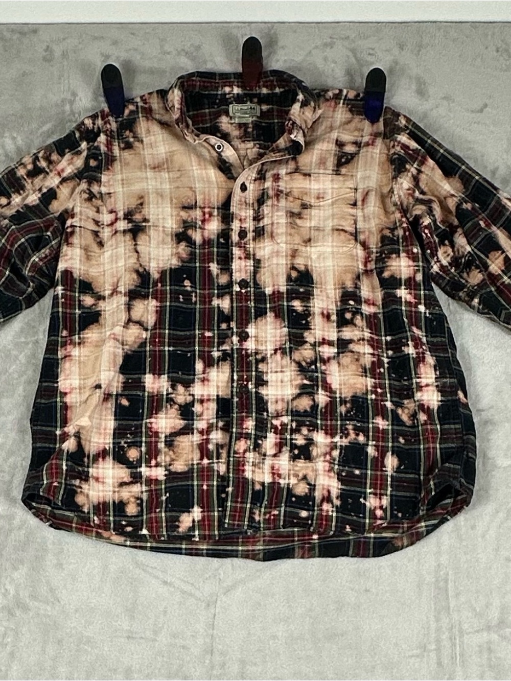 Bleached Plaid Button-Up Shirt - Men - Black/Beige